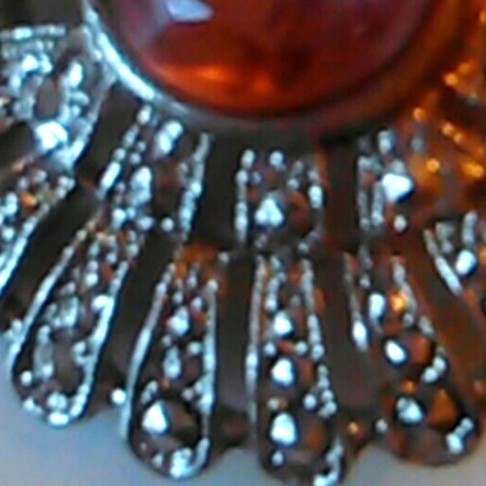🤎 Stunning Art Deco Inspired Vintage Faux Smoky Topaz & Marcasite Brooch - Picture 4 of 11